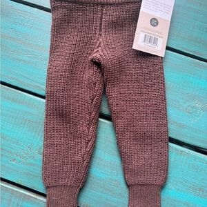 Goumi Kids Brown Ribbed Knit Leggings for Kids